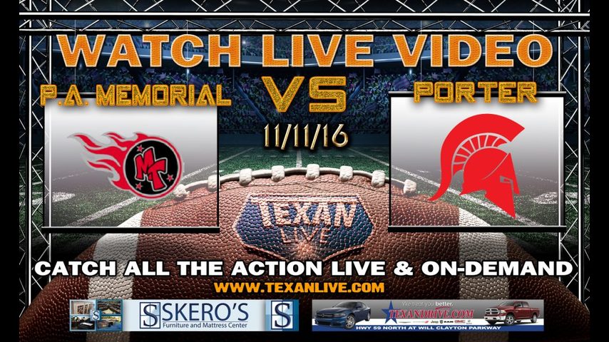Port Arthur Memorial v. Porter LIVE VIDEO 11/11/16 7:30pm cst Texan Drive Stadium (27)