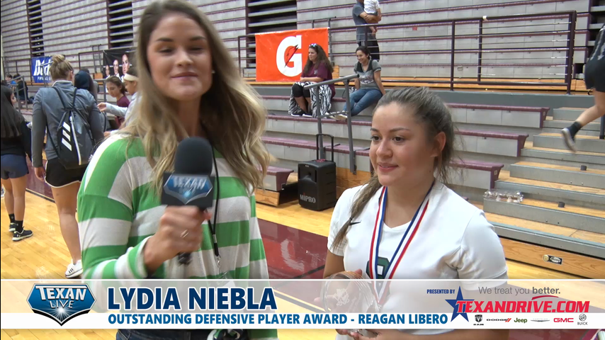 Lydia Niebla with San Antonio Reagan discusses win over Hebron Hawks in the Adidas John Turner Volleyball Classic