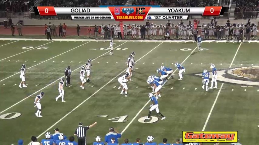 Goliad (10-2) vs. Yoakum (10-2) 7:00 p.m. 12-1-2018 at Cuero’s Gobbler Stadium
