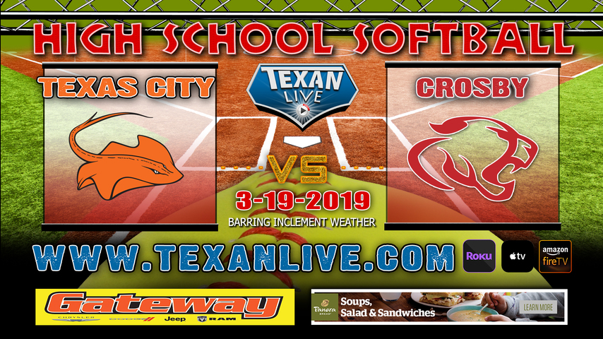 Texas City vs Crosby - Varsity Softball - 3/19/19 - 6:30pm