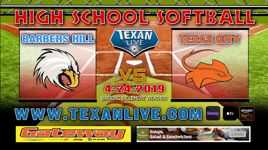 Barbers Hill vs Texas City -Game One - Bi-District Playoffs - Softball - Varsity - 5PM- 4/24/19