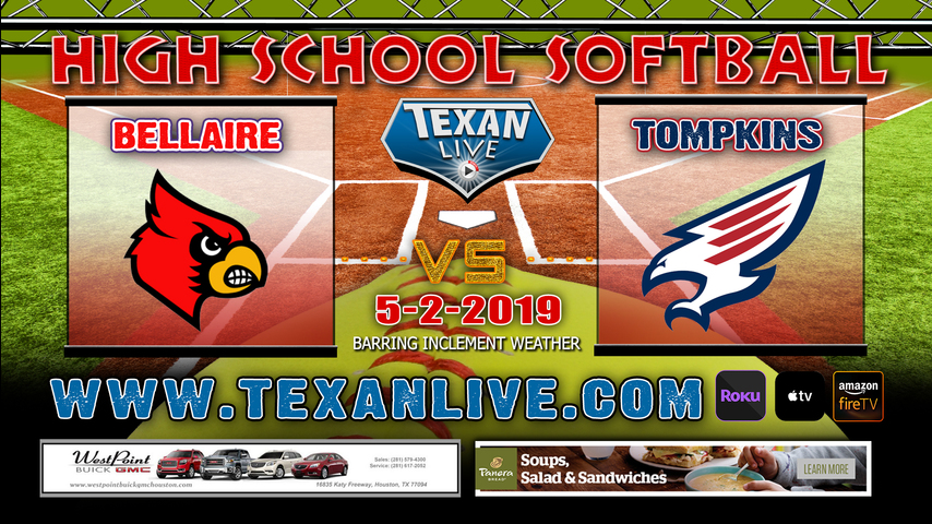 Bellaire vs Katy Tompkins - One Game Playoff - Area Playoffs - Softball - Varsity - 7PM- 5/2/19