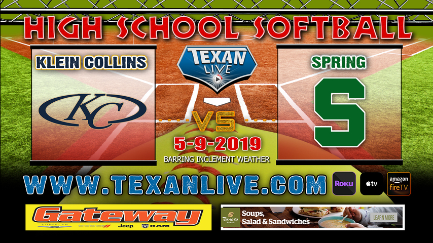 Klein Collins vs Spring – Game One – Regional Quarter Finals – Softball – Varsity – 6:30PM- 5/9/19