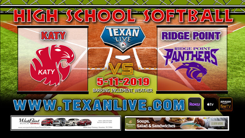 Katy vs Ridge Point - Game Two - Regional Quarter Final - 10AM - Softball - 5/11/2019