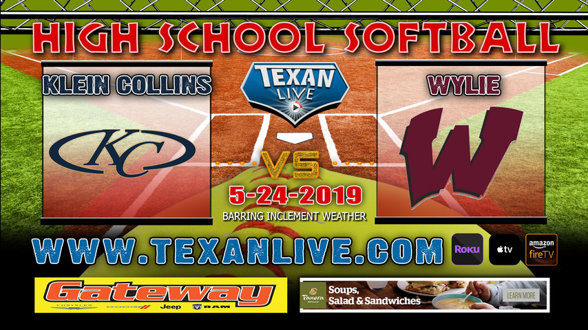 Klein Collins vs Wylie - Game Two - Softball - Regional Finals - 6PM - 5/24/19