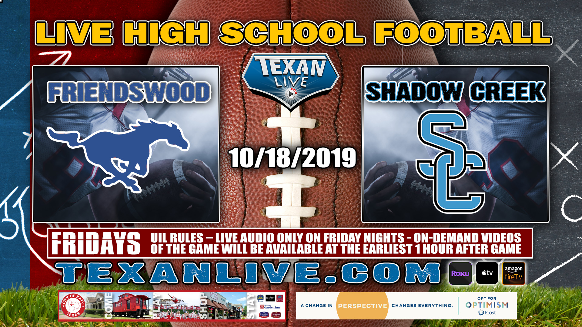 Friendswood vs Shadow Creek - 10/18/2019 - 7:00PM - Football - Freedom Field