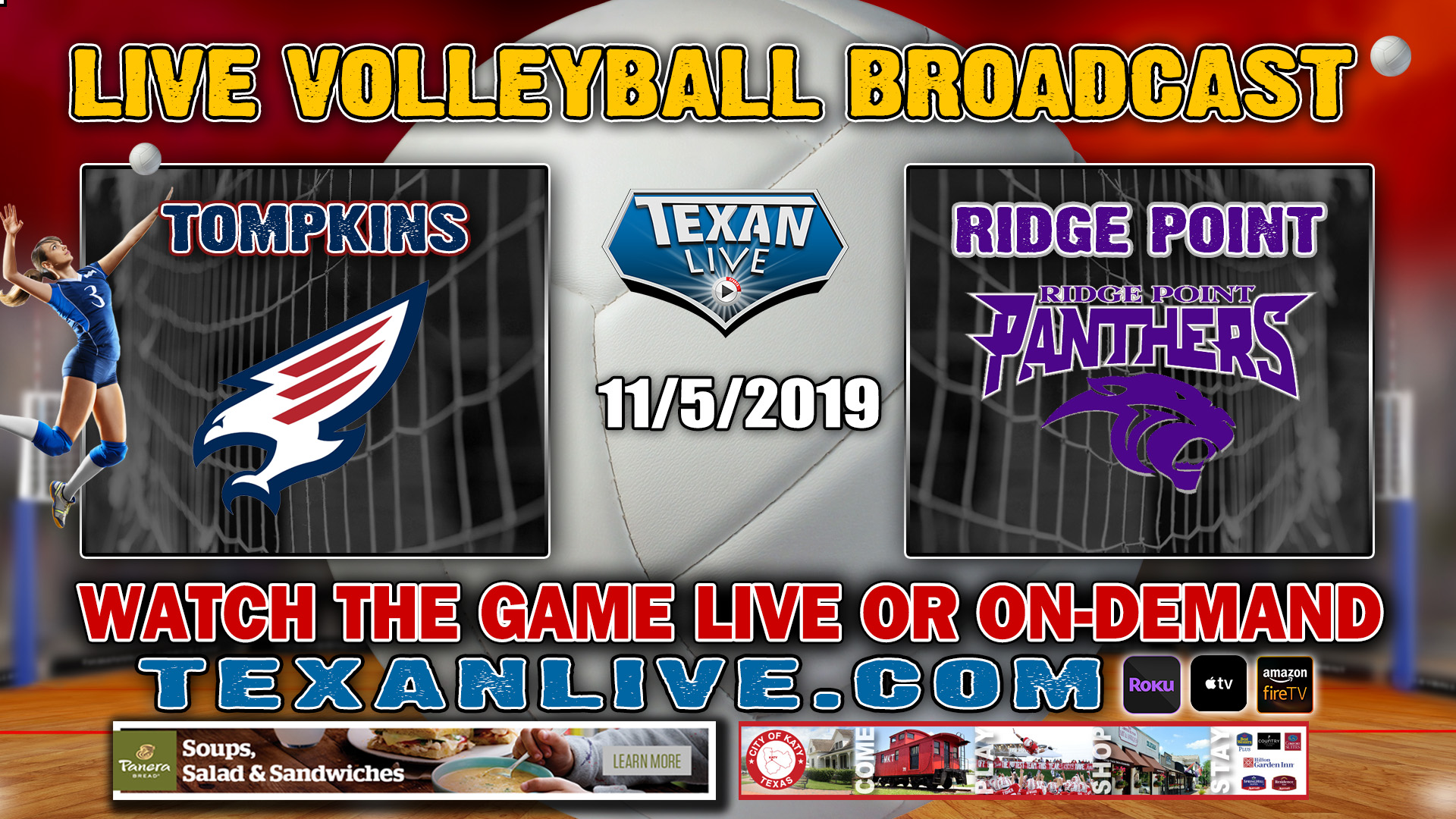Tompkins vs Ridge Point - 7:00 PM - 11/5/2019 - Merrell Center - Volleyball- Bi-District Playoffs