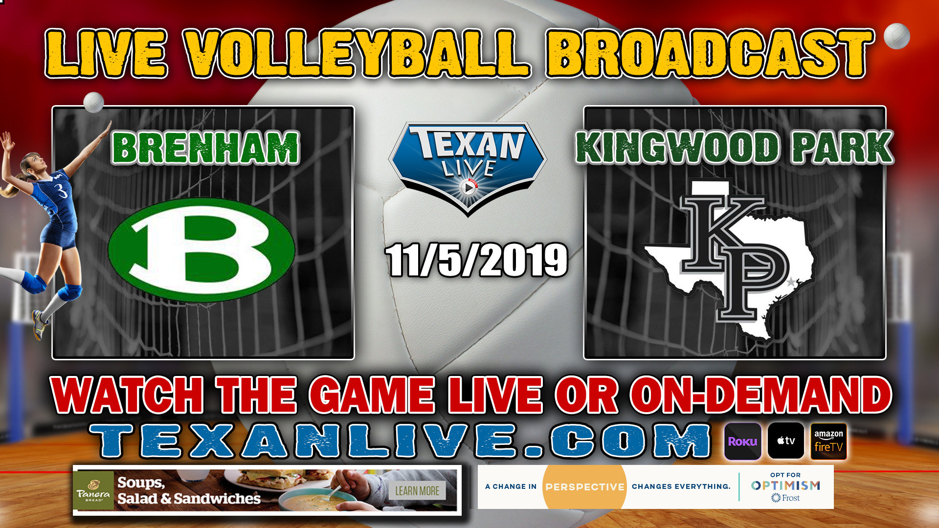 Kingwood Park vs Brenham - 6:00 PM - 11/5/2019 - Cy Park HS - Volleyball- Bi-District Playoffs
