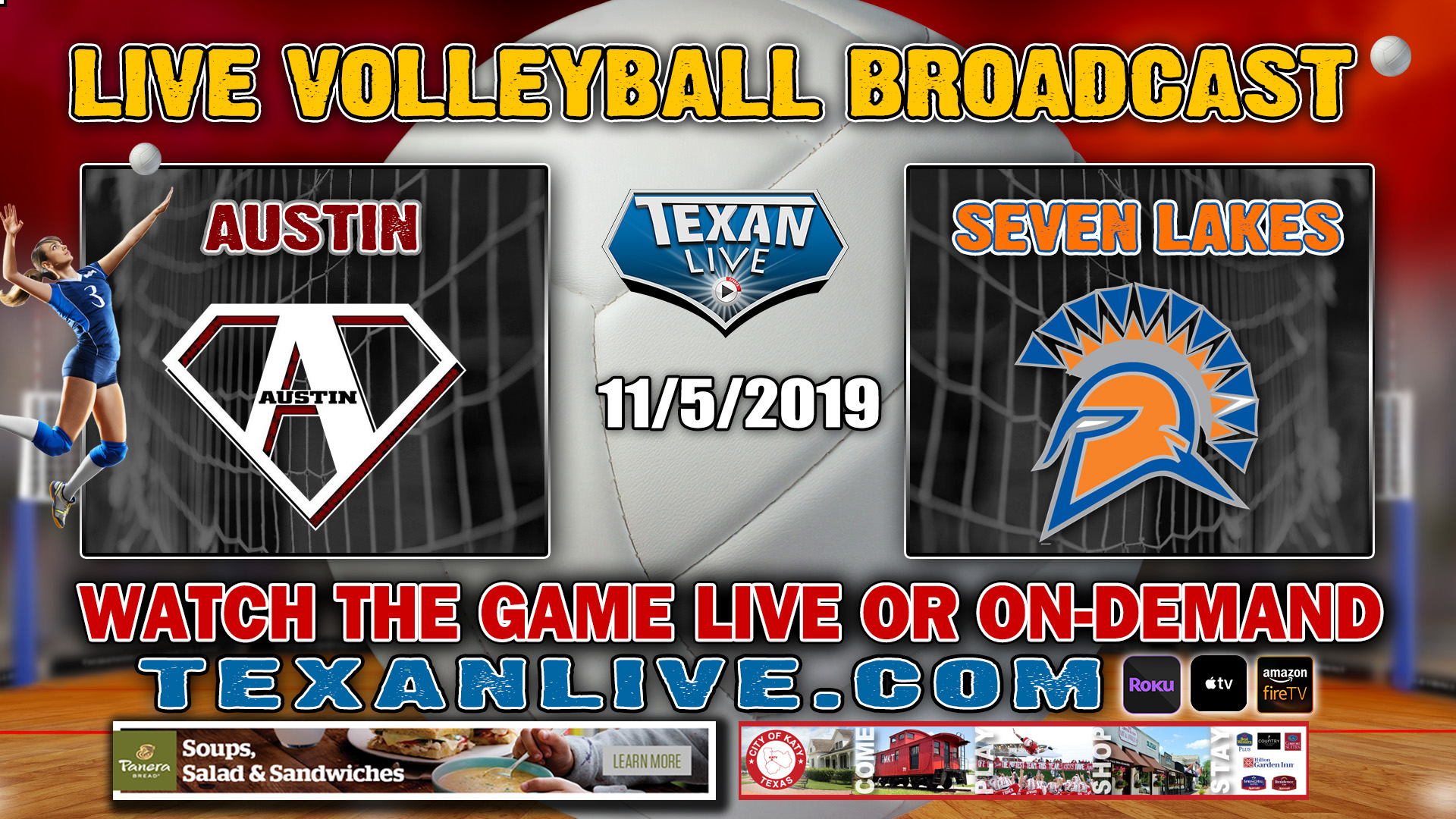 Seven Lakes vs Fort Bend Austin - 5:00 PM - 11/5/2019 - Merrell Center - Volleyball- Bi-District Playoffs