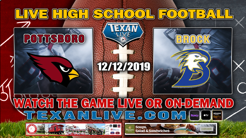 Brock (12-2) vs Pottsboro (14-0) - 7:00PM - 12/12/19 - Frisco Ford Center - 3A Division 1 - Semi-Finals - Football Playoffs